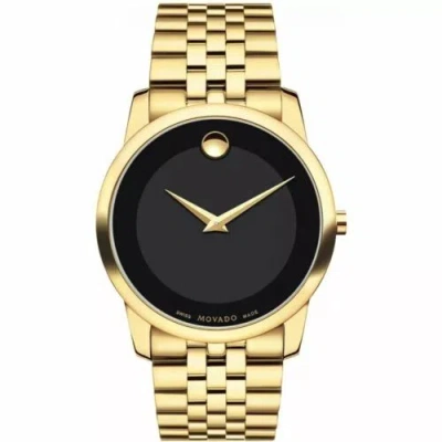 Pre-owned Movado Museum Classic Black Dial Yellow Pvd Men's Watch Retail 0606997