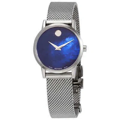 Pre-owned Movado Museum Classic Blue Mop Dial Ladies Watch 0607425