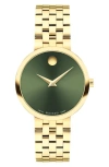 Movado Women Museum Classic Swiss Quartz Gold Pvd 29.5mm Watch In Green