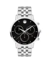 Movado Men's Museum Classic Swiss Quartz Chrono Silver Tone Stainless Steel Watch 42mm In Sterling Silver Black