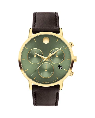 Movado Men's Museum Classic Swiss Quartz Chrono Brown Leather Watch 42mm
