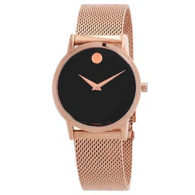 Pre-owned Movado Museum Classic Quartz Black Dial Ladies Watch 0607648