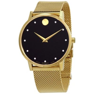 Movado Museum Classic Quartz Diamond Black Dial Men's Watch 0607512 In Black / Gold / Gold Tone / Yellow