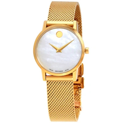 Movado Museum Classic Quartz Ladies Watch 0607351 In Gold / Gold Tone / Mother Of Pearl / Yellow