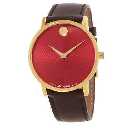 Pre-owned Movado Museum Classic Quartz Red Dial Men's Watch 0607801