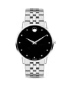 Movado Men's Swiss Museum Classic Diamond-accent Stainless Steel Bracelet Watch 40mm In Black/silver
