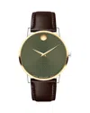 Movado Men's Museum Classic Swiss Quartz Brown Leather Watch 40mm In Green/brown