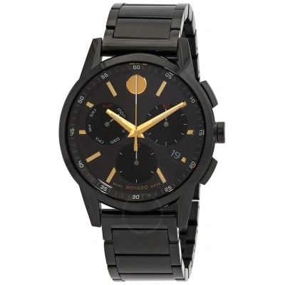 Movado Museum Sport Chronograph Quartz Black Dial Men's Watch 0607802 In Black / Gold Tone