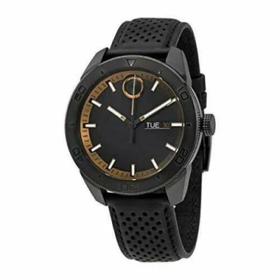 Pre-owned Movado Nwb 3600478 Authetic  Bold Black Dial Black Leather Men's Watch