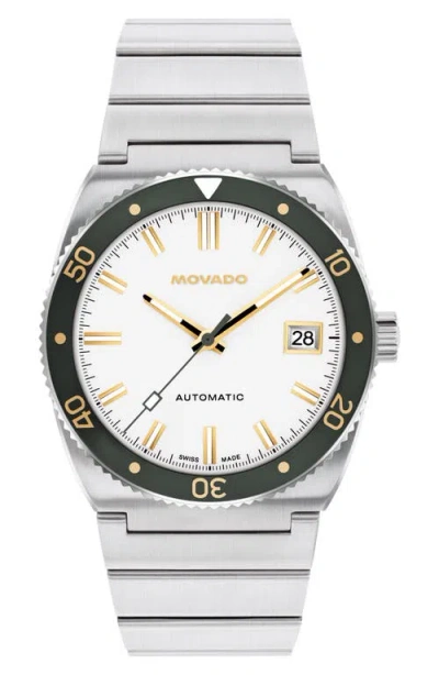 Movado Men's Ondoplan Swiss Automatic Stainless Steel Watch, 39mm In White