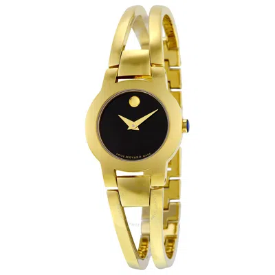 Movado Open Box -  Amorosa Black Museum Dial Ladies Watch 0606946 In Gold