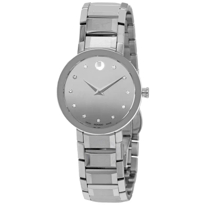 Movado Quartz Diamond Silver Museum Dial Ladies Watch 0607548 In Metallic