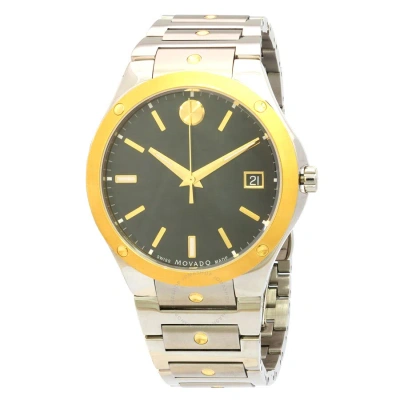 Movado Quartz Watch 0607596 In Black / Gold / Gold Tone / Yellow