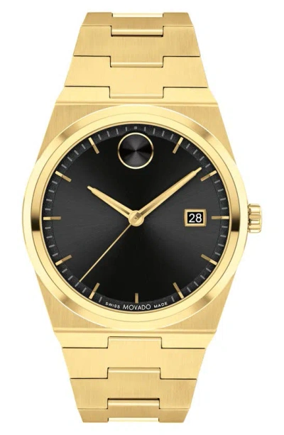 Movado Quest Bracelet Watch, 40mm In Black/ Yellow Gold