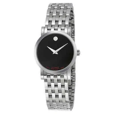 Pre-owned Movado Red Label Black Dial Stainless Steel Ladies Watch 0606107