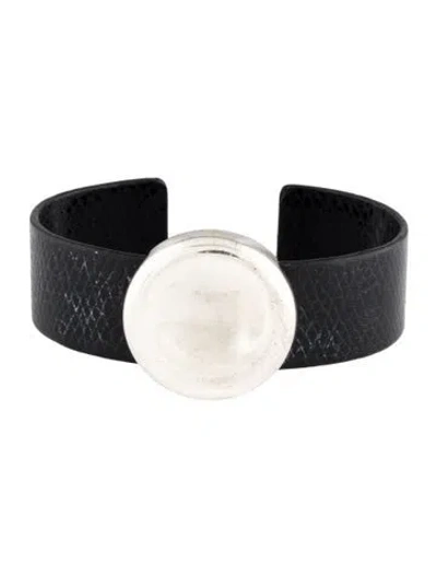 Pre-owned Movado Retro Leather Button Cuff, 6" In Multicolor