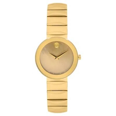 Pre-owned Movado Sapphire Museum Gold Mop Dial Steel Quartz Ladies Watch 0607049 In Blue