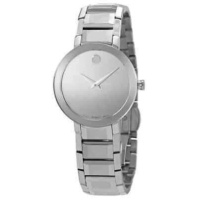 Pre-owned Movado Sapphire Quartz Silver Mirror Dial Ladies Watch 0607547