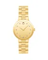 Movado Women's Sapphire Swiss Quartz Yellow Pvd Diamond Accent Watch 28mm In Gold