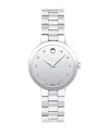Movado Women's Sapphire Swiss Quartz Stainless Steel Diamond Accent Watch 28mm In Silver