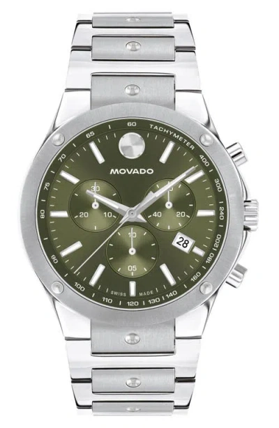 Movado Men's Se Swiss Quartz Chrono Stainless Steel Watch 42mm In Silver-tone