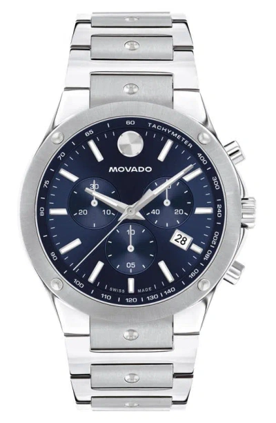 Movado Men's Swiss Chronograph Se Stainless Steel Bracelet Watch 42mm