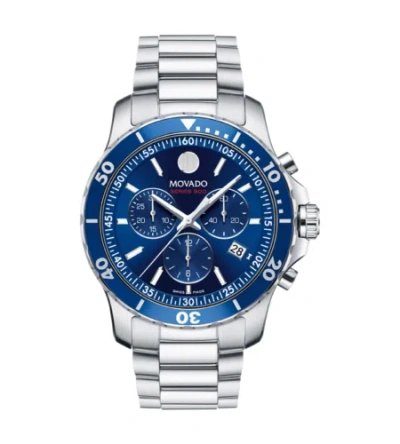 Pre-owned Movado Series 800 2600141 Blue Face Wrist Watch For Men Stainless Steel