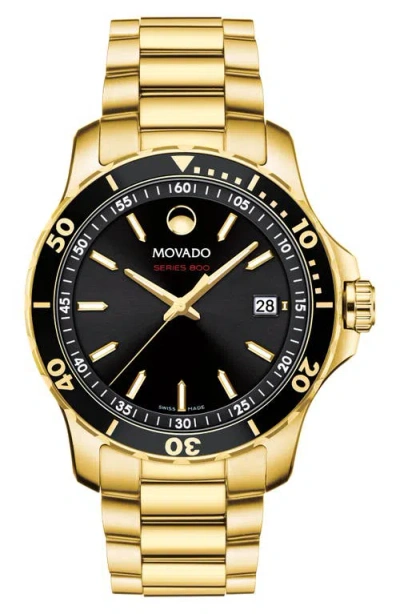 Movado Series 800 Bracelet Watch, 40mm In Gold/black/gold