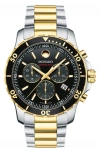 Movado Men's Swiss Chronograph Series 800 Two-tone Pvd Stainless Steel Bracelet Diver Watch 42mm In Silver/ Black/ Gold
