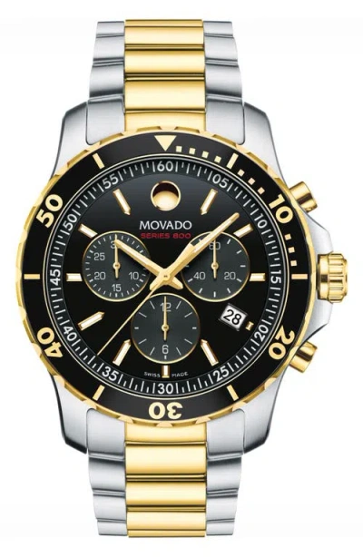Movado 'series 800' Chronograph Bracelet Watch, 42mm In Silver/black/gold