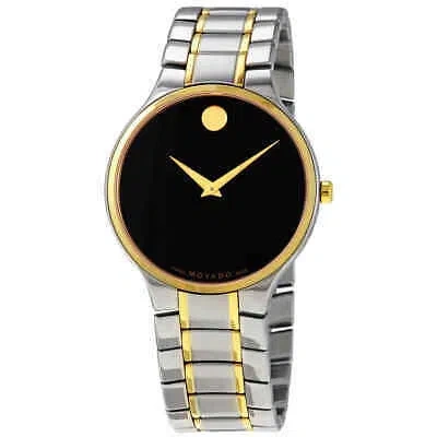 Pre-owned Movado Serio Quartz Black Dial Two-tone Men's Watch 0607284