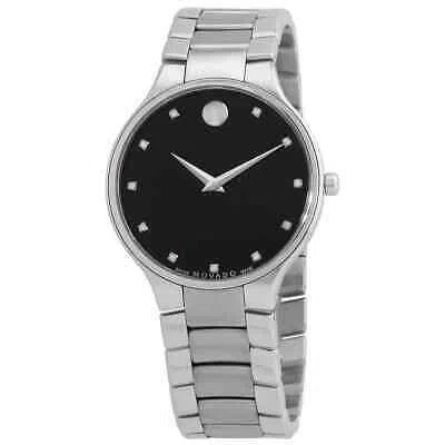 Pre-owned Movado Serio Quartz Diamond Black Museum Dial Unisex Watch 0607286