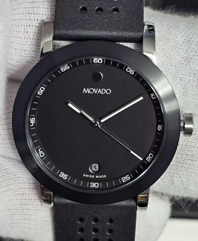 Pre-owned Movado Signature Sport Mens Quartz Watch Black Dial Illuminating Hands+date
