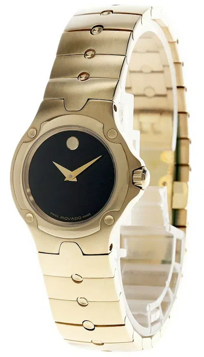 Pre-owned Movado Sport 26mm Quartz Black Museum Dial Gold Women's Watch 0604726