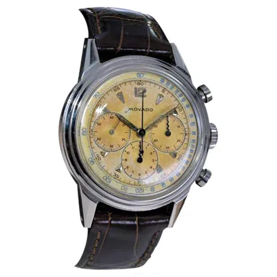 Pre-owned Movado Stainless Steel Art Deco High Grade Chronograph With Original Dial 1940's In Multi