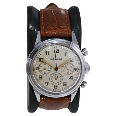 Pre-owned Movado Stainless Steel Chronograph With Original Dial, Circa 1940's In Multi
