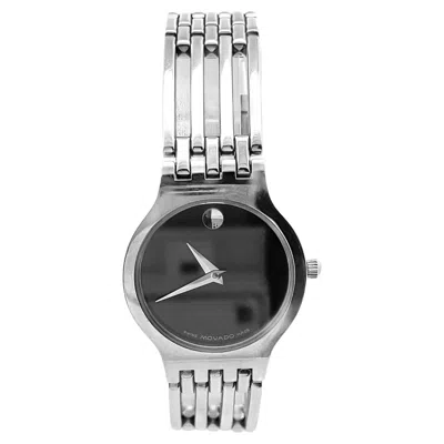 Pre-owned Movado Stainless Steel Watch, 20mm Black Dial, Quartz Movement