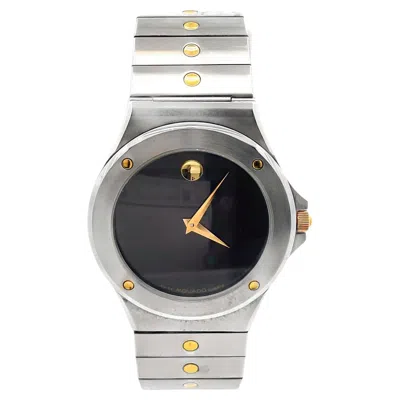 Pre-owned Movado Stainless Steel Watch 25mm Black Dial, Quartz Movement