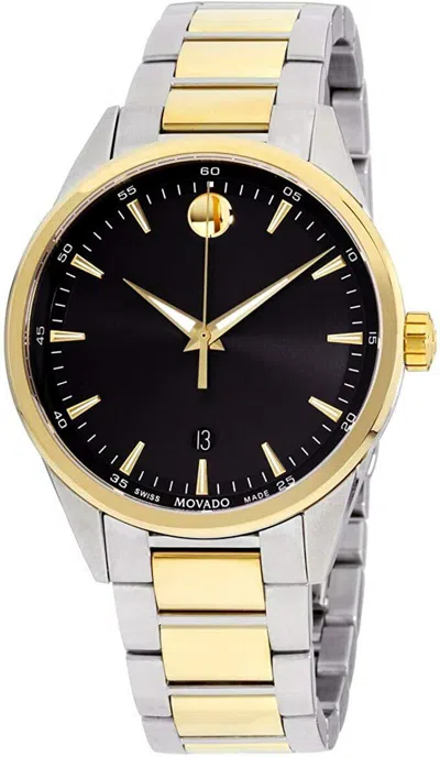 Pre-owned Movado Stratus Quartz Movement Black Dial Men's Watch 0607245