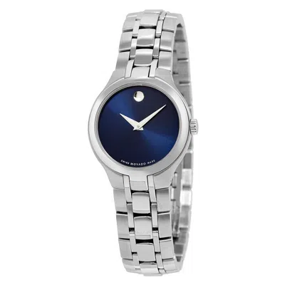 Pre-owned Movado Swiss Collection Blue Dial Stainless Steel Women's Watch 0606370