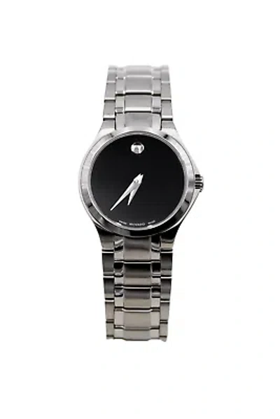 Pre-owned Movado Swiss Collection Women's Stainless Steel Black Dial Watch 0606784