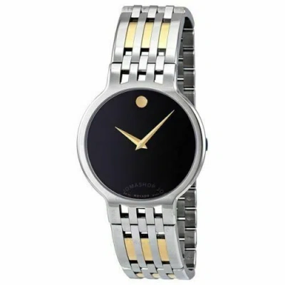 Pre-owned Movado Swiss Men's 0606962 Esperanza Black Dial Two Tone Slim 40mm Watch