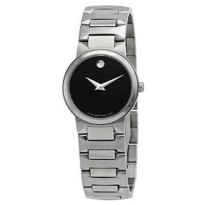 Pre-owned Movado Temo Black Dial Ladies Watch 0607295