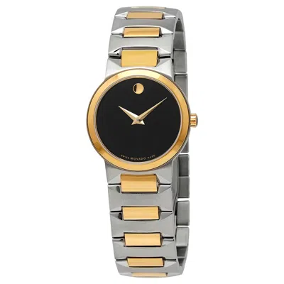 Movado Temo Black Dial Two-tone Ladies Watch 0607296 In Two Tone  / Black / Gold Tone / Yellow