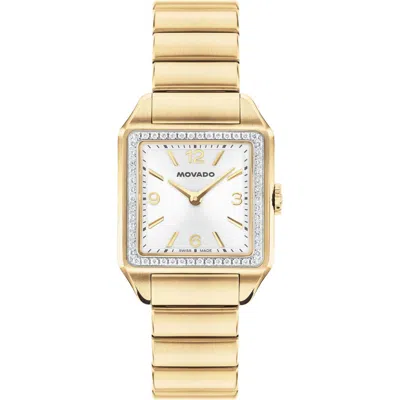 MOVADO MOVADO THE HERITAGE 1917 LAB GROWN DIAMOND BEZEL BRACELET WATCH, 25MM X 34MM