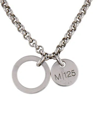Pre-owned Movado Two-tone Circle Charm Pendant Necklace, 15.75" In Multi