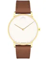 Movado Unisex Face Swiss Quartz Brown Leather Watch, 39mm In Brown