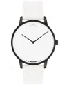Movado Unisex Face Swiss Quartz White Leather Watch, 39mm In White