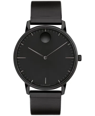 Movado Unisex  Face Swiss Quartz Ionic Plated Black Steel Watch 41mm
