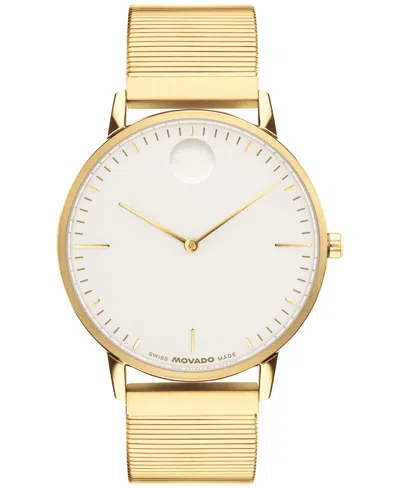 Movado Unisex  Face Swiss Quartz Ionic Plated Light Yellow Gold Steel Watch 41mm